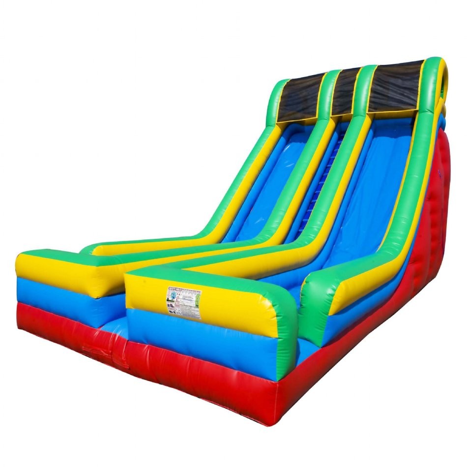 inflatable double slip and slide with pool